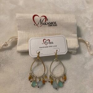 Tea Drop Earrings - gold with pastel colored stones